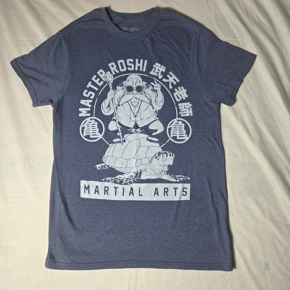 Dragon Ball Z Master Roshi Turtle Martial Arts Graphic T-Shirt S Blue